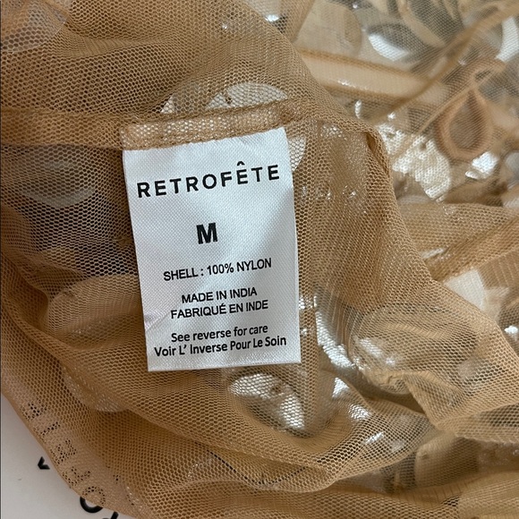 RETROFETE Mischa Sequin Embellished Sheer Silver Mirrored Maxi Dress Size M - Picture 9 of 9